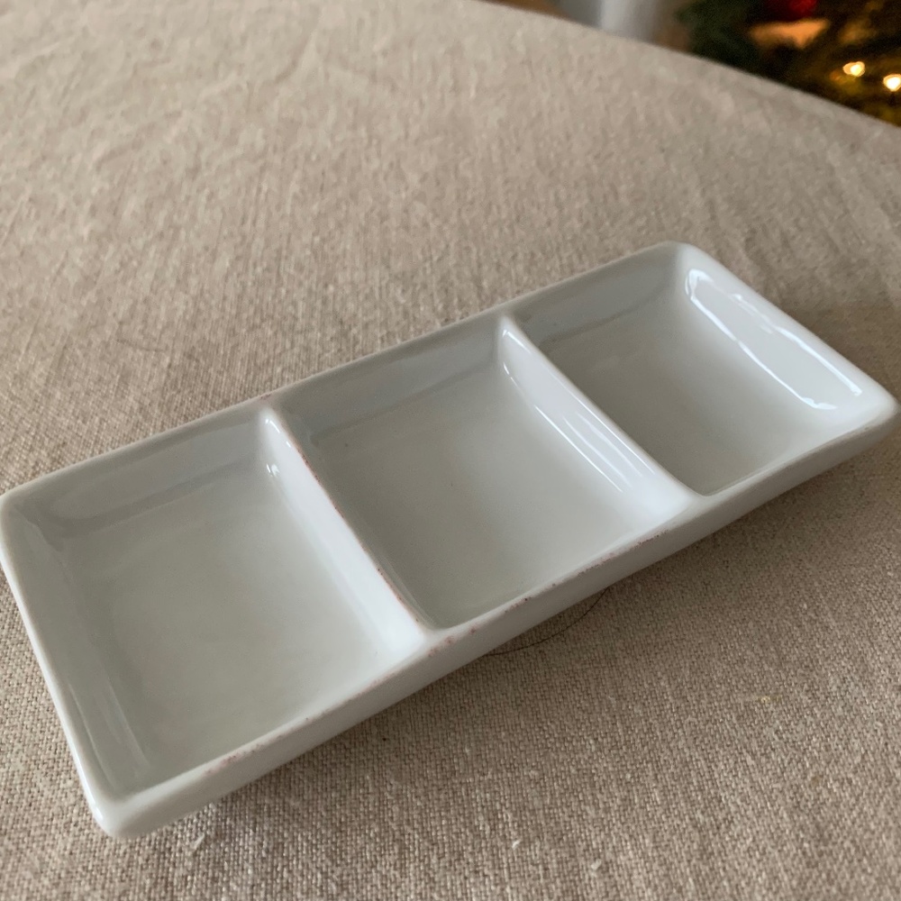 FOH Front of the House White Porcelain 3 Compartment Serving Dish